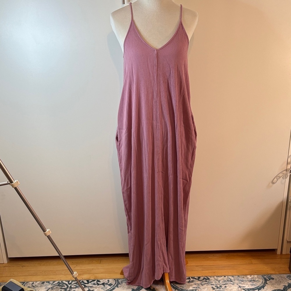 Lovestitch Pink Crinkle Maxi Dress with Pockets | s/m - Picture 1 of 6